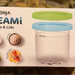 Ninja Creami Storage Pints with Green and Blue Lids - 2 Pack